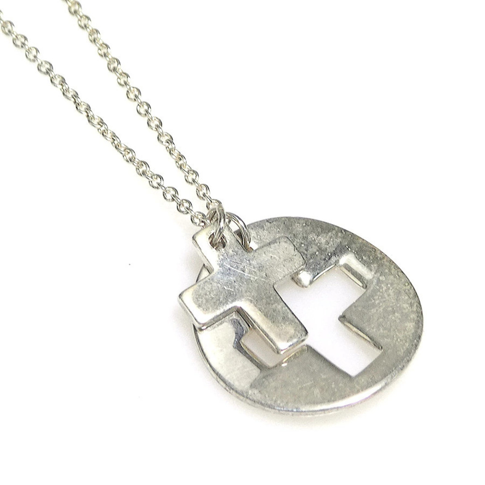 Tiffany Co Double Cross Necklace Sterling Silver